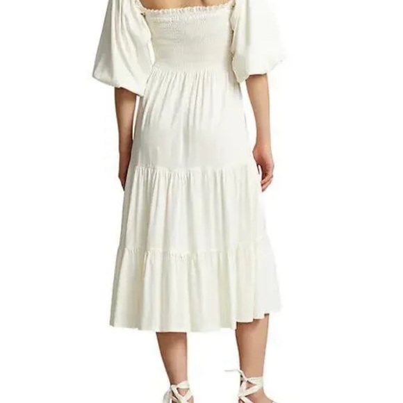 Polo Ralph Lauren Broadway Balloon-Sleeve Smocked Midi-Dress  New Large - Picture 3 of 3
